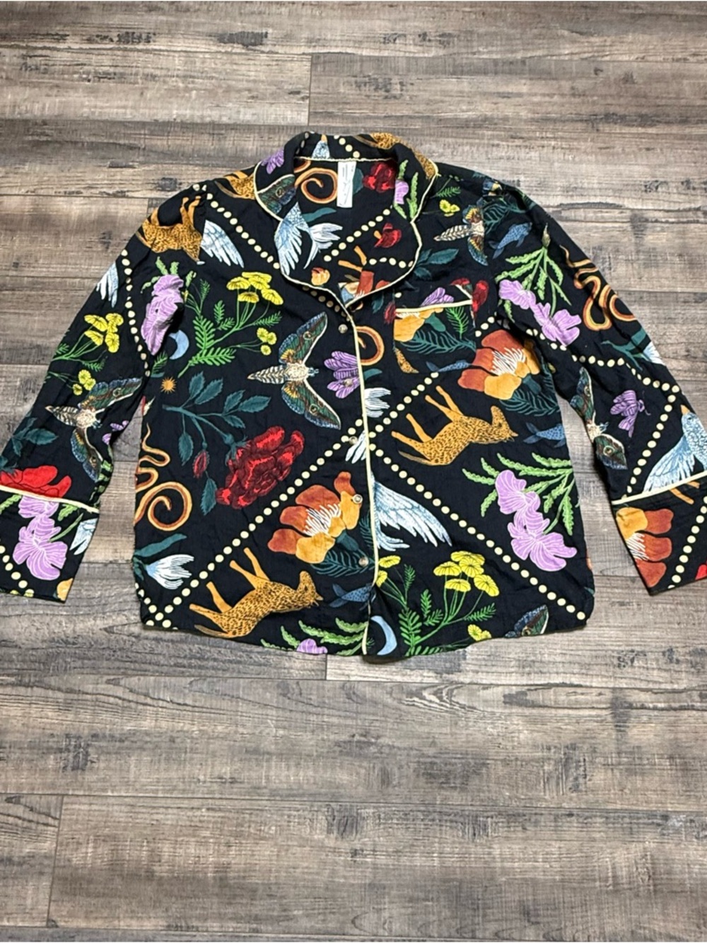 Rosa de Weerd by Anthropologie Floral Animal Sleep Top Women's Size Medium